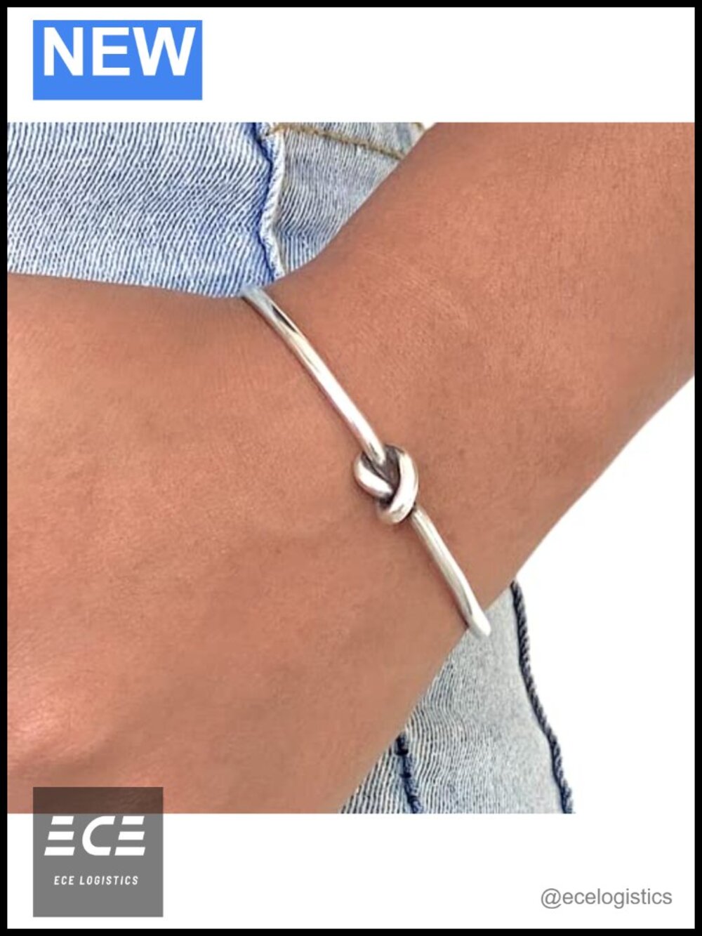 Handmade 95% Pure Silver Knot Cuff Bracelet Adjustable Minimalist Rustic Tied